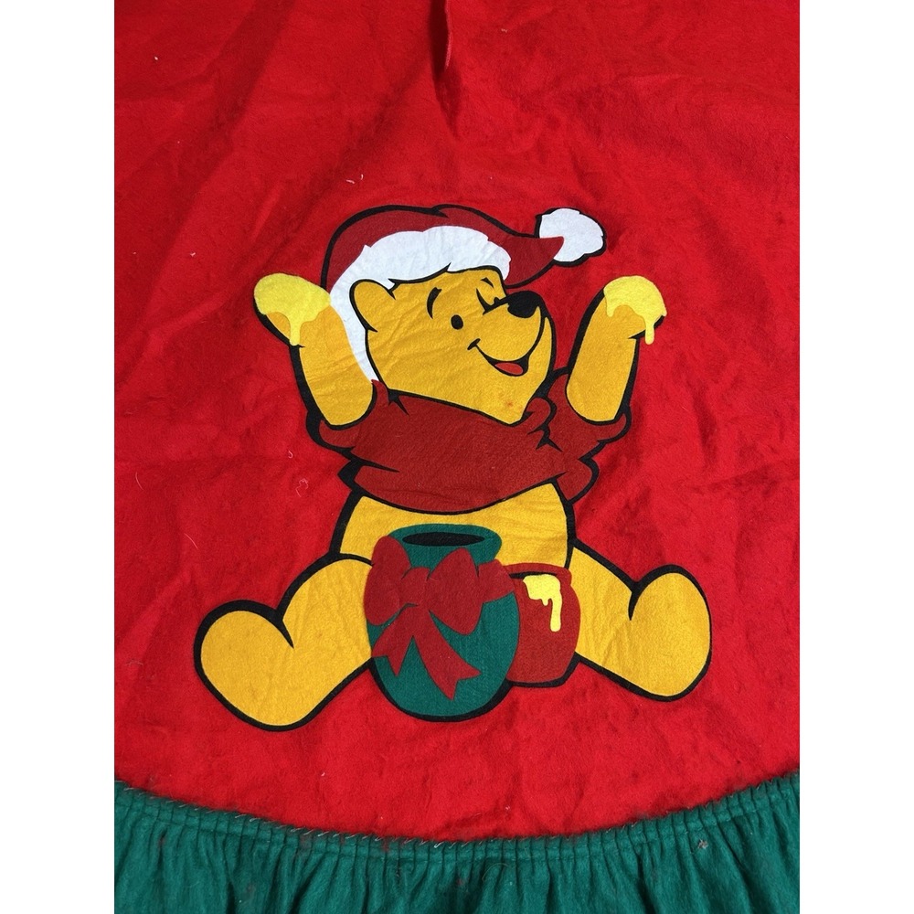 VTG Disney Winnie the Pooh Christmas Tree Skirt 53" Red Green Felt - Picture 2 of 5